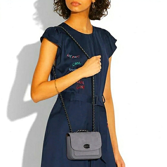 COACH MADISON GRAY PEBBLE LEATHER & SUEDE CROSSBODY BAG NWT W/DUSTBAG RARE - Picture 2 of 16